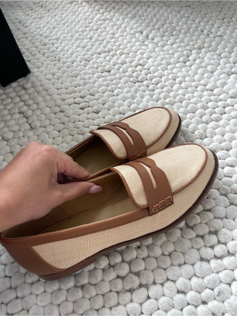 J. Crew Women's Beige and Tan Woven Penny Loafers - Picture 2 of 4